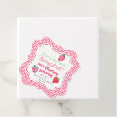 Aardbeien Girl's Berry First Birthday Party Bedankjes Labels (In situ)