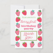 Aardbeien Girl's Berry First Birthday Party Bedankkaart (Voorkant)