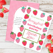 Aardbeien Girl's Berry First Birthday Party Bedankkaart