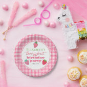 Aardbeien Girl's Berry First Birthday Party Papieren Bordje (Feest)