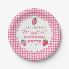 Aardbeien Girl's Berry First Birthday Party Papieren Bordje