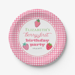 Aardbeien Girl's Berry First Birthday Party Papieren Bordje