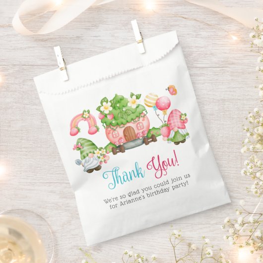 Aardbeien Gnome Verjaardag Dank u Favor Bag Bedankzakje (Geknipt)
