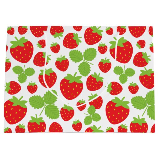 Aardbeien Grote Gift Bag Groot Cadeauzakje (Voorkant)