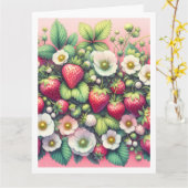 Aardbeien Happy Birthday Toevoegen Jouw tekst Groe Kaart (Gele Bloem)