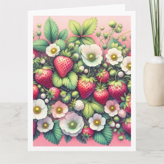 Aardbeien Happy Birthday Toevoegen Jouw tekst Groe Kaart (Voorkant)