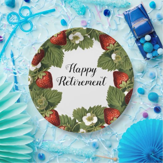  aardbeien - Happy Retirement Papieren Bordje (Feest)