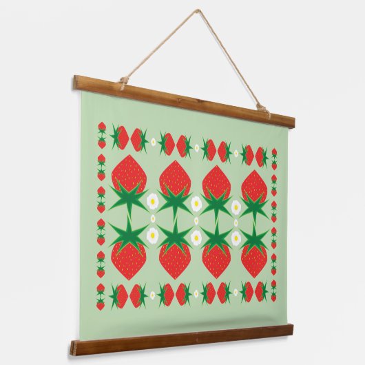 Aardbeien Hout Onderwerp Bosbouw Hangend Wandkleed (Gebogen)