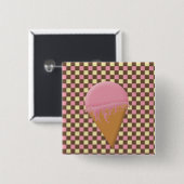 Aardbeien Ice Cream Cone Buttonnen Vierkante Button 5,1 Cm (Voorkant /achterkant)