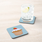 Aardbeien Iced Bun Schattig Blauw Bier Onderzetter (Rechterzijde)