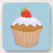 Aardbeien Iced Bun Schattig Blauw Bier Onderzetter (Voorkant)