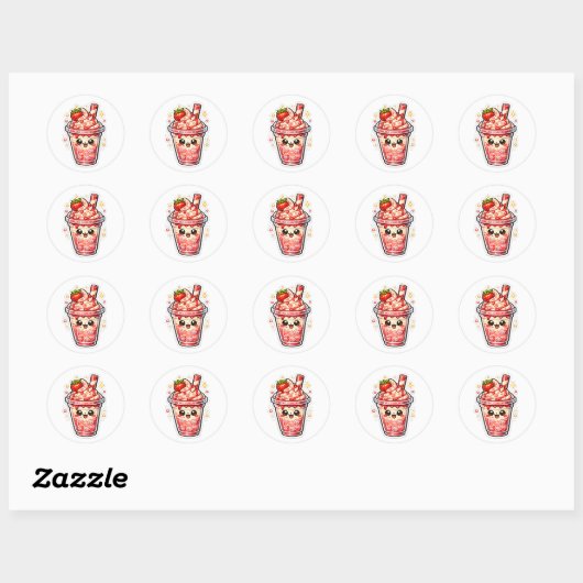 Aardbeien Iced Tea Ronde Sticker (Vel)