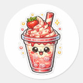 Aardbeien Iced Tea Ronde Sticker (Voorkant)