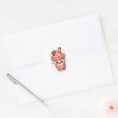 Aardbeien Iced Tea Ronde Sticker (Envelop)