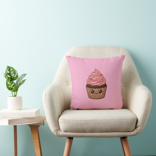Aardbeien Icing Cupcake Kawaii Kussen Hoofdkussen (Stoel)