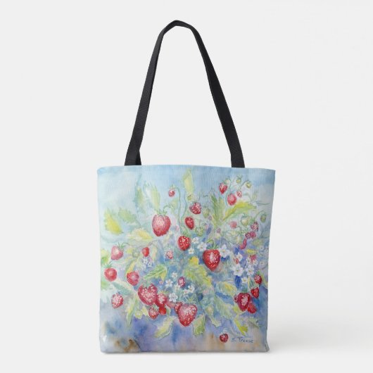 Aardbeien II-Tas Tote Bag (Achterkant)