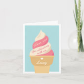 Aardbeien ijs krul Kinderverjaardag Bedankkaart (Voorkant)