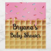 Aardbeien Ijs Wafelhoorn Verjaardagsfeestje Wijn Etiket (Enkel label)