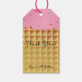 Aardbeien Ijs Wafelmachientje Verjaardagsfeestje Cadeaulabel