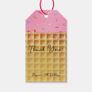 Aardbeien Ijs Wafelmachientje Verjaardagsfeestje Cadeaulabel