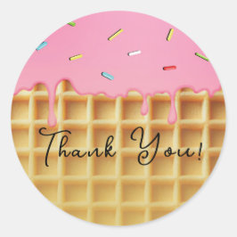 Aardbeien Ijs Wafelmachientje Verjaardagsfeestje Ronde Sticker