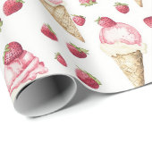Aardbeien Ijsjes Verjaardag Cadeaupapier (Rol Hoek)