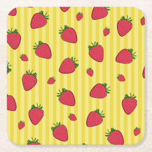 Aardbeien Illustratie Kartonnen Onderzetters