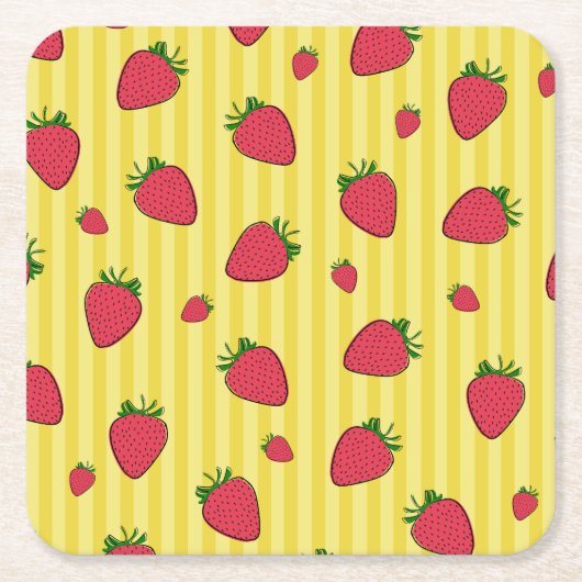Aardbeien Illustratie Kartonnen Onderzetters (Voorkant)