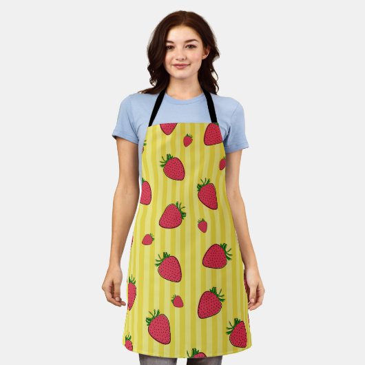 Aardbeien Illustratie Schort (Gedragen)