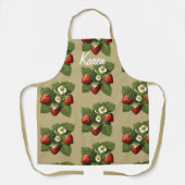 Aardbeien in beige - gepersonaliseerd schort (Voorkant)
