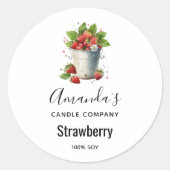 Aardbeien in een Bucket Candle Business Ronde Sticker (Voorkant)