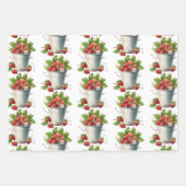 Aardbeien in een Bucket Pattern Inpakpapier Vel (Voorkant)