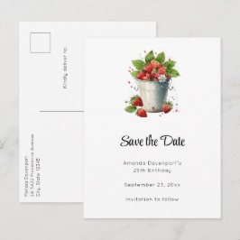 Aardbeien in een emmer aankondigingskaart