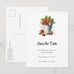 Aardbeien in een emmer aankondigingskaart