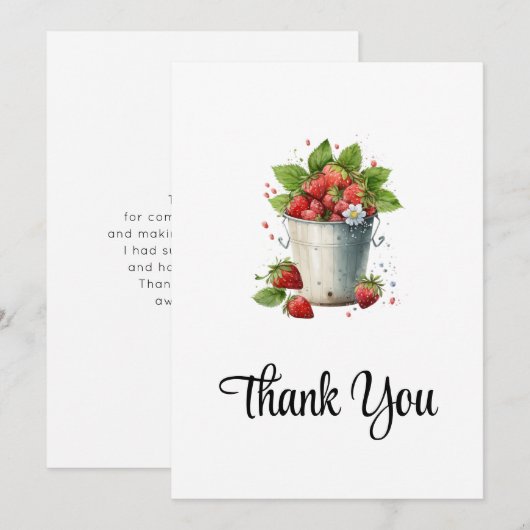 Aardbeien in een emmer bedankkaart (Voorkant / Achterkant)