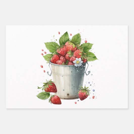 Aardbeien in een emmer inpakpapier vel (Voorkant)