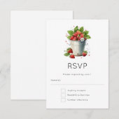 Aardbeien in een emmer RSVP kaartje (Voorkant / Achterkant)