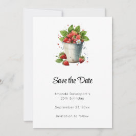 Aardbeien in een emmer save the date