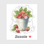 Aardbeien in een emmer sticker (Vel)