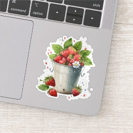 Aardbeien in een emmer sticker
