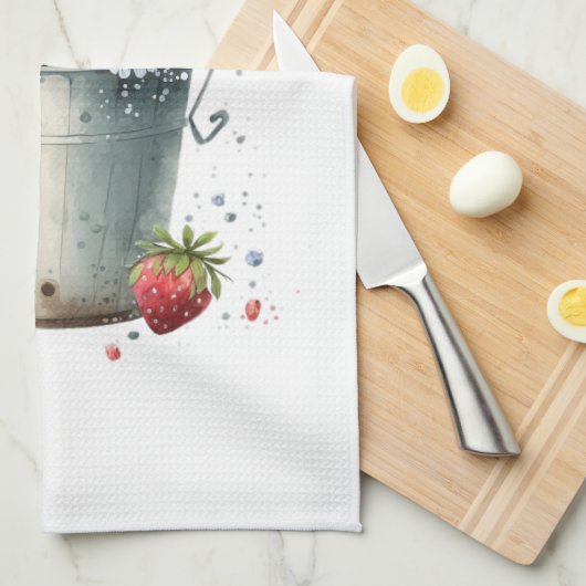 Aardbeien in een emmer theedoek (Quarter Fold)