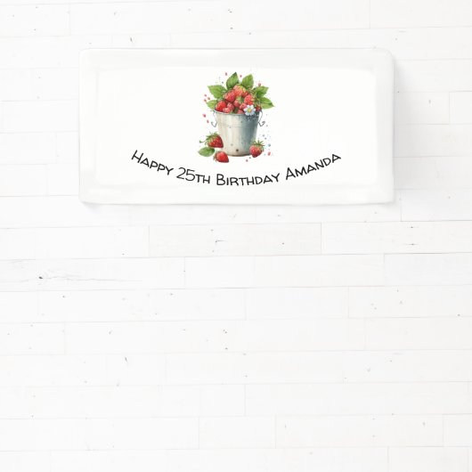 Aardbeien in een emmer Verjaardag Spandoek (Insitu)