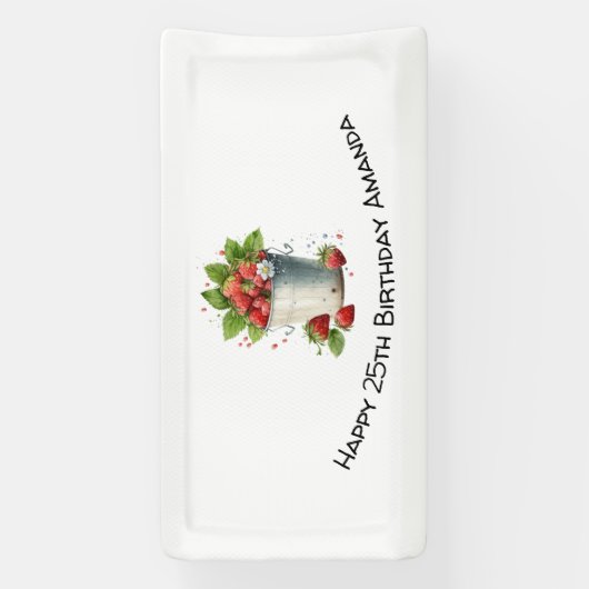 Aardbeien in een emmer Verjaardag Spandoek (Verticaal)