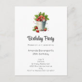 Aardbeien in een emmer Verjaardag Uitnodiging Briefkaart (Voorkant)