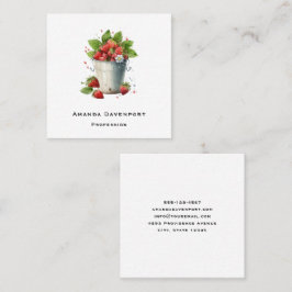 Aardbeien in een emmer vierkante visitekaartje