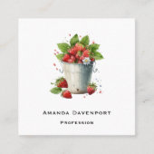 Aardbeien in een emmer vierkante visitekaartje (Voorkant)