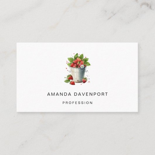 Aardbeien in een emmer visitekaartje (Voorkant)