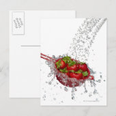 Aardbeien in een rode kleur briefkaart (Voorkant / Achterkant)