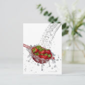 Aardbeien in een rode kleur briefkaart (Staand voorkant)