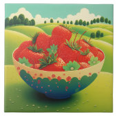 aardbeien in een weide tegeltje (Voorkant)